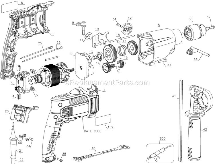 Porter Cable PC70THD (Type 2) Hammer Drill Power Tool Page A Diagram